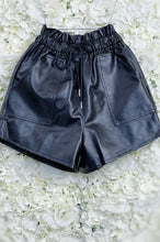 Load image into Gallery viewer, Black Faux Leather Bucket Shorts