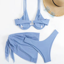 Load image into Gallery viewer, Light Wash Indigo 3Pcs Bathing Suit
