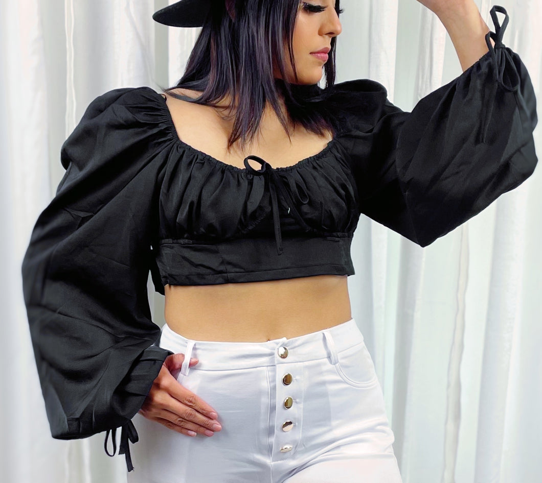 Puffy Black Crop top
