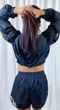 Load image into Gallery viewer, Black Windbreaker Crop Top Set
